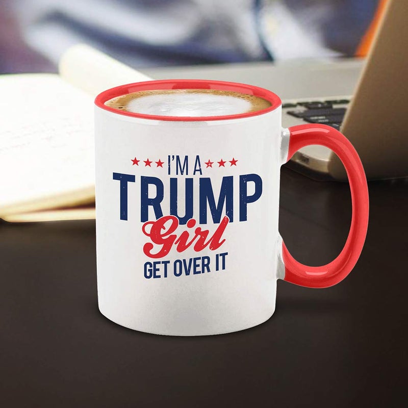 Shop4Ever I'm a Trump Girl Get Over It Ceramic Coffee Mug Tea Cup Gift for Her 11 oz. (Red Handle) - Image 5